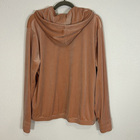 FILA Soft Blush Pink Embroidered Lettering Quarter Zip Velour Sweatshirt Hoodie - Picture 7 of 9